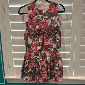 Vibrant Rose Print Sleeveless Dress